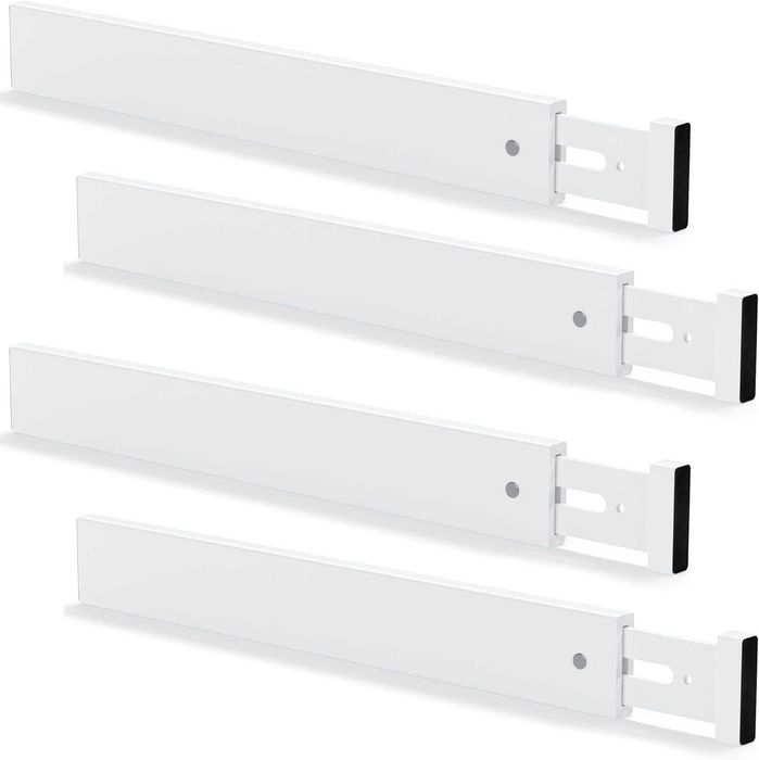 Organizer  Zestaw 4 regulowanych przegródek do szuflad Białe 44-55cm
