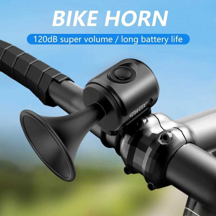 Dzwonek rowerowy 120db elektryczny klakson hulajnoga skuter czarny