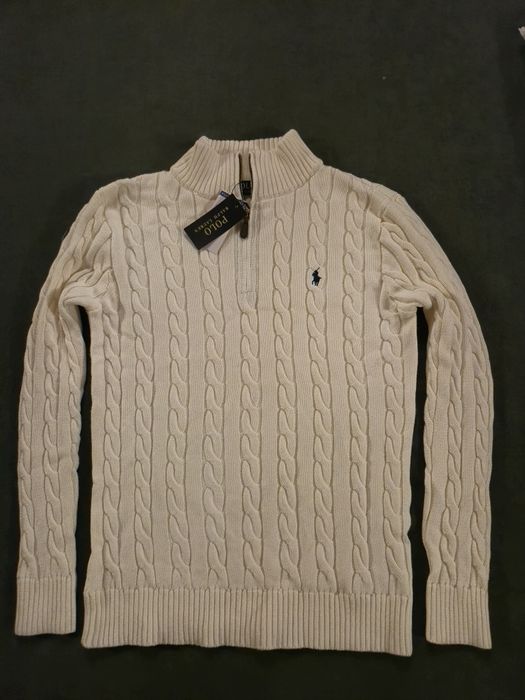 Sweter Polo Ralph Lauren nowy! old money okazja half zip warkocz