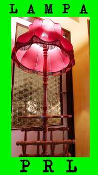 • PRL • stojąca lampa ze stolikiem i abażurem ‼️ UNIKAT ‼️