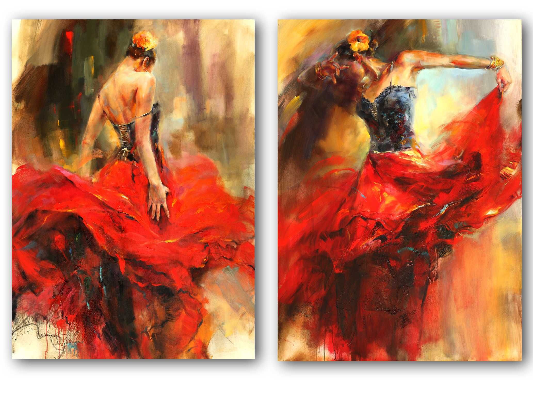 2 plakaty tancerki flamenco 50x70 cm + 50x70 cm KOMPLET