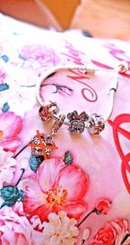 Srebrna bransoletka regulowana + charms Myszka Minnie DISNEY + klipsy