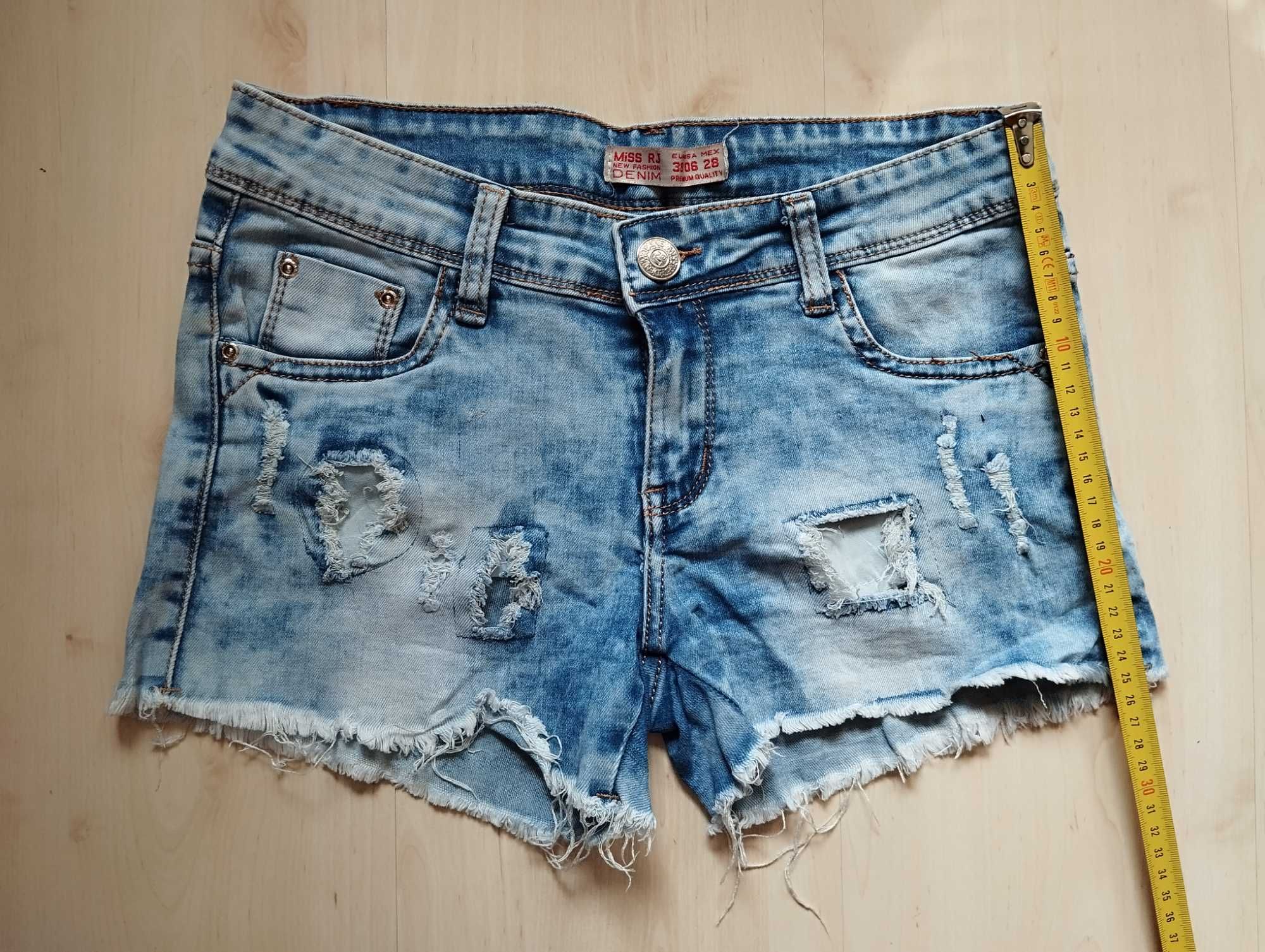 marmurkowe szorty jeansowe postrzępione s z dziurami elastyczne przeci