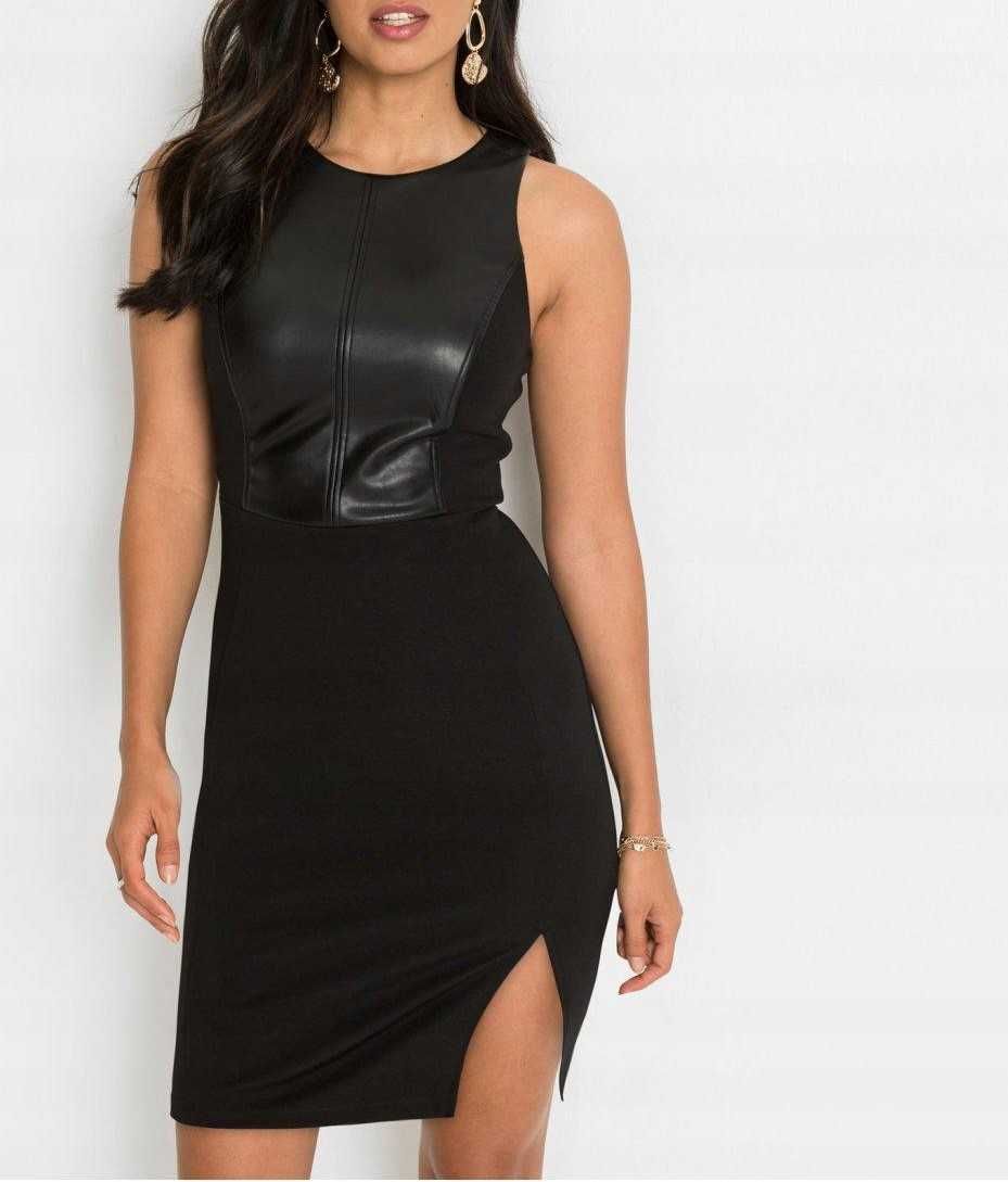 Sukienka Body Flirt mała czarna eko skóra