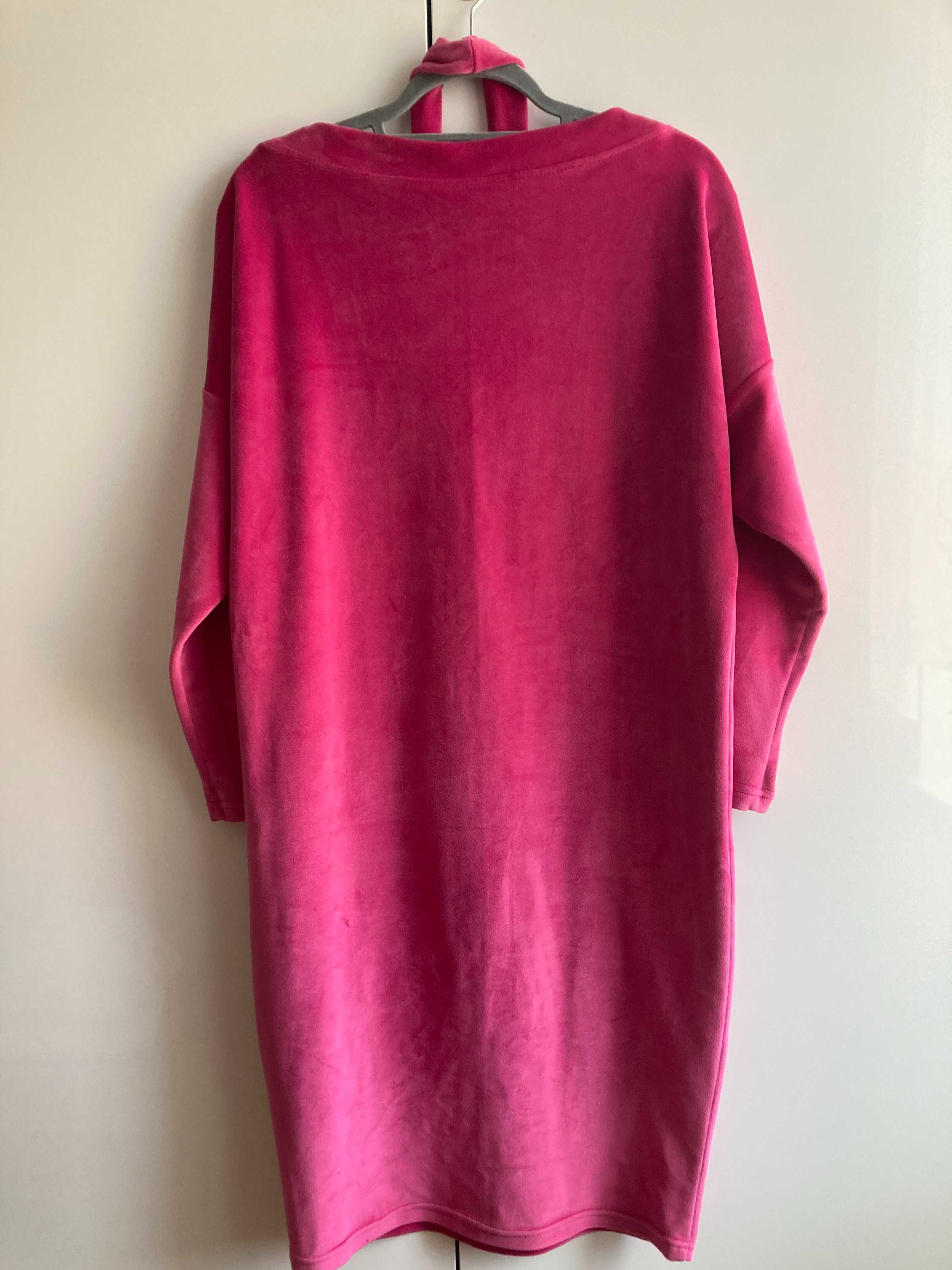 Werdana różowa sukienka welurowa L/XL