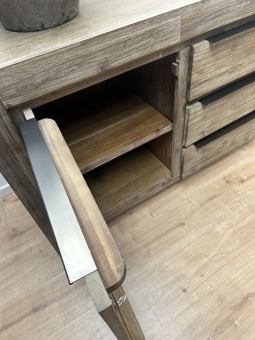 Komoda drewniana nowoczesna szara akacja loft