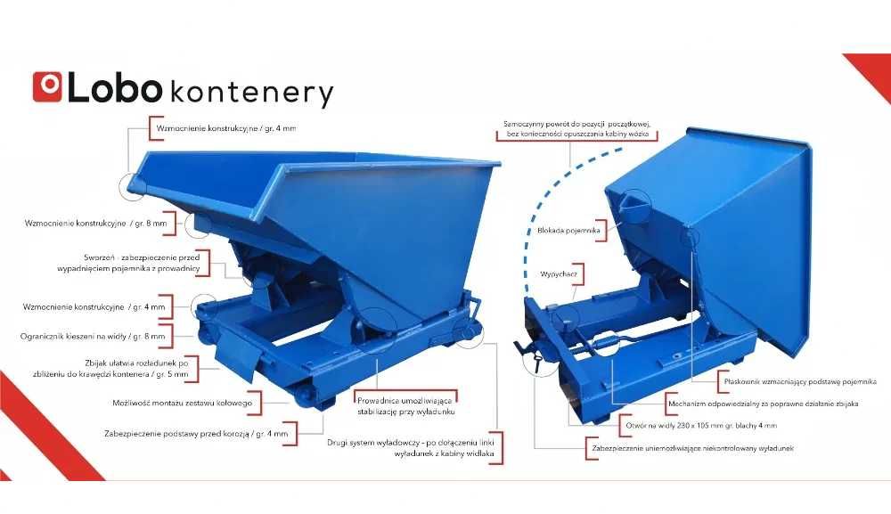 Kontener przechylny / Koleba / Wywrotka pod wózek 600L - High Quality