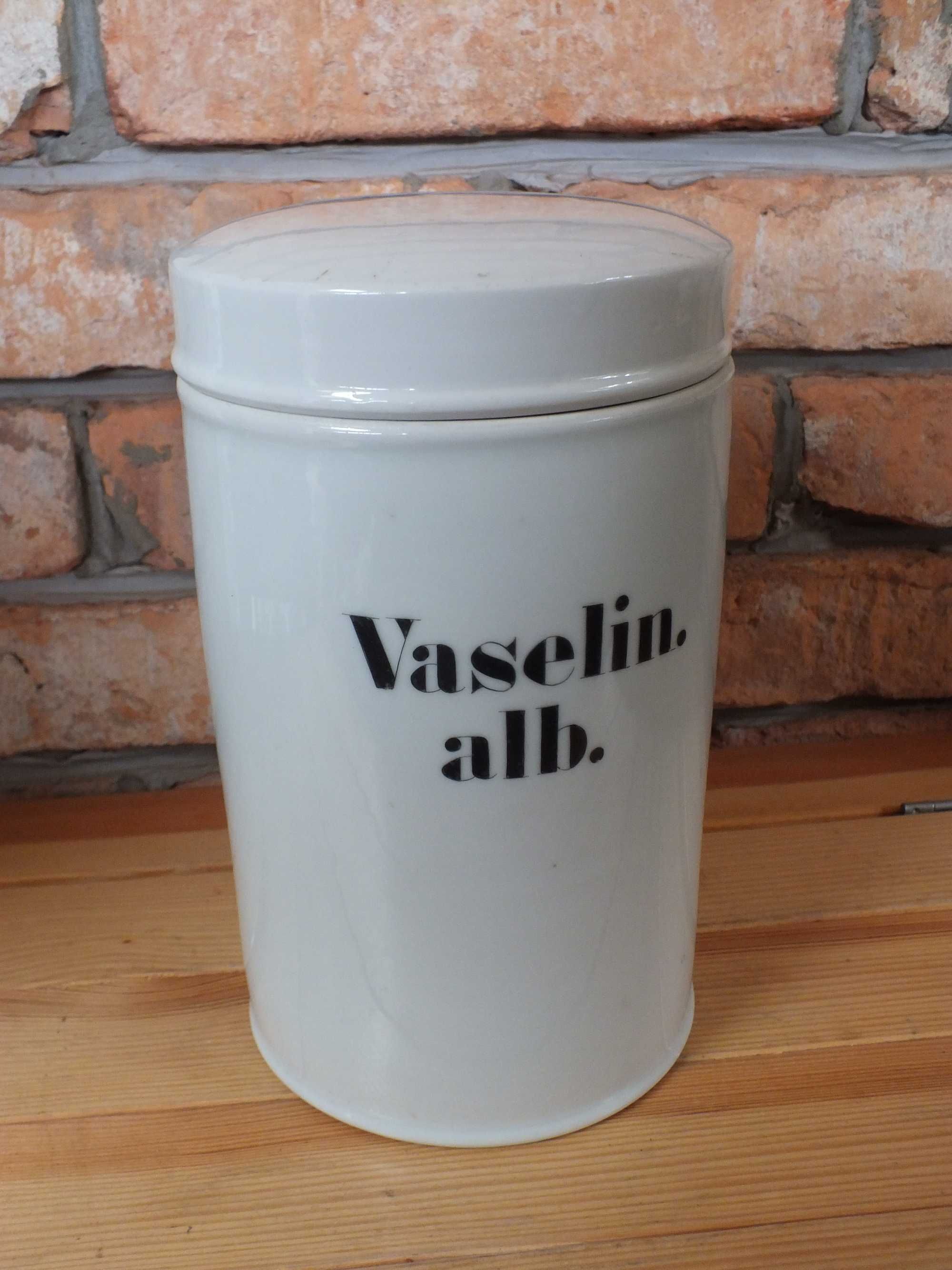 Pojemnik apteczny ceramiczny KONIEC XIX w DUŻY  Biała WAZELINA B41/012