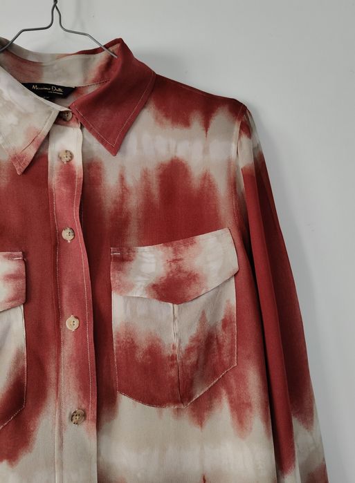 Koszula Massimo dutti 38 M beżowa bordowa tie dye wiskozowa