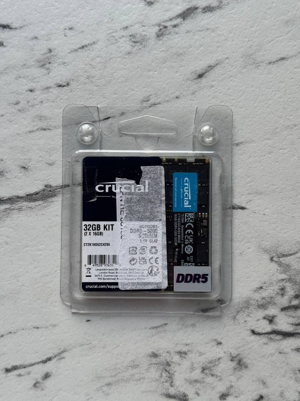 Оперативна памʼять Crucial DDR5 SODIMM 2×16GB 5200MHz CL42