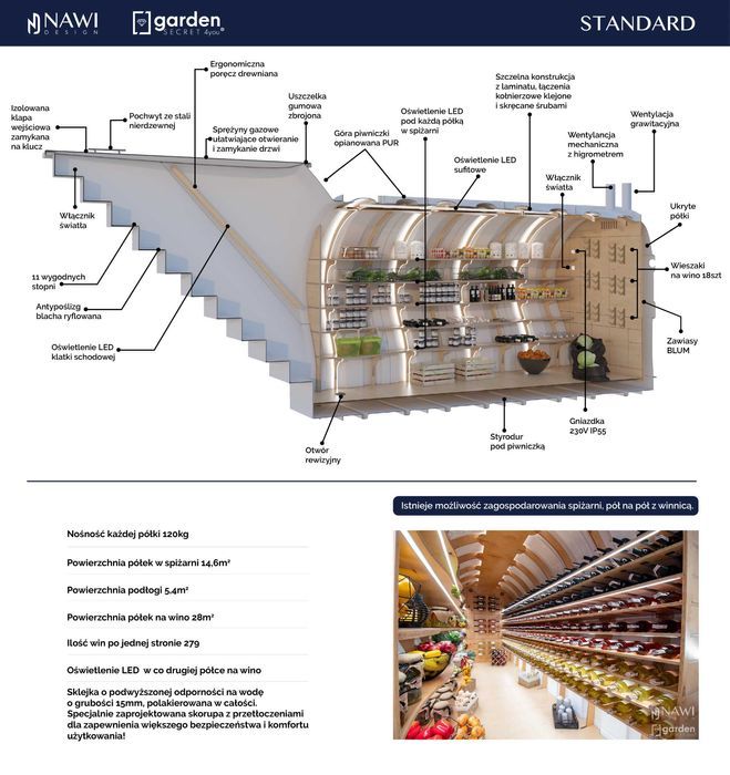 PROMOCJA Garden Secret Gotowa piwniczka ogrodowa na wino spiżarnia