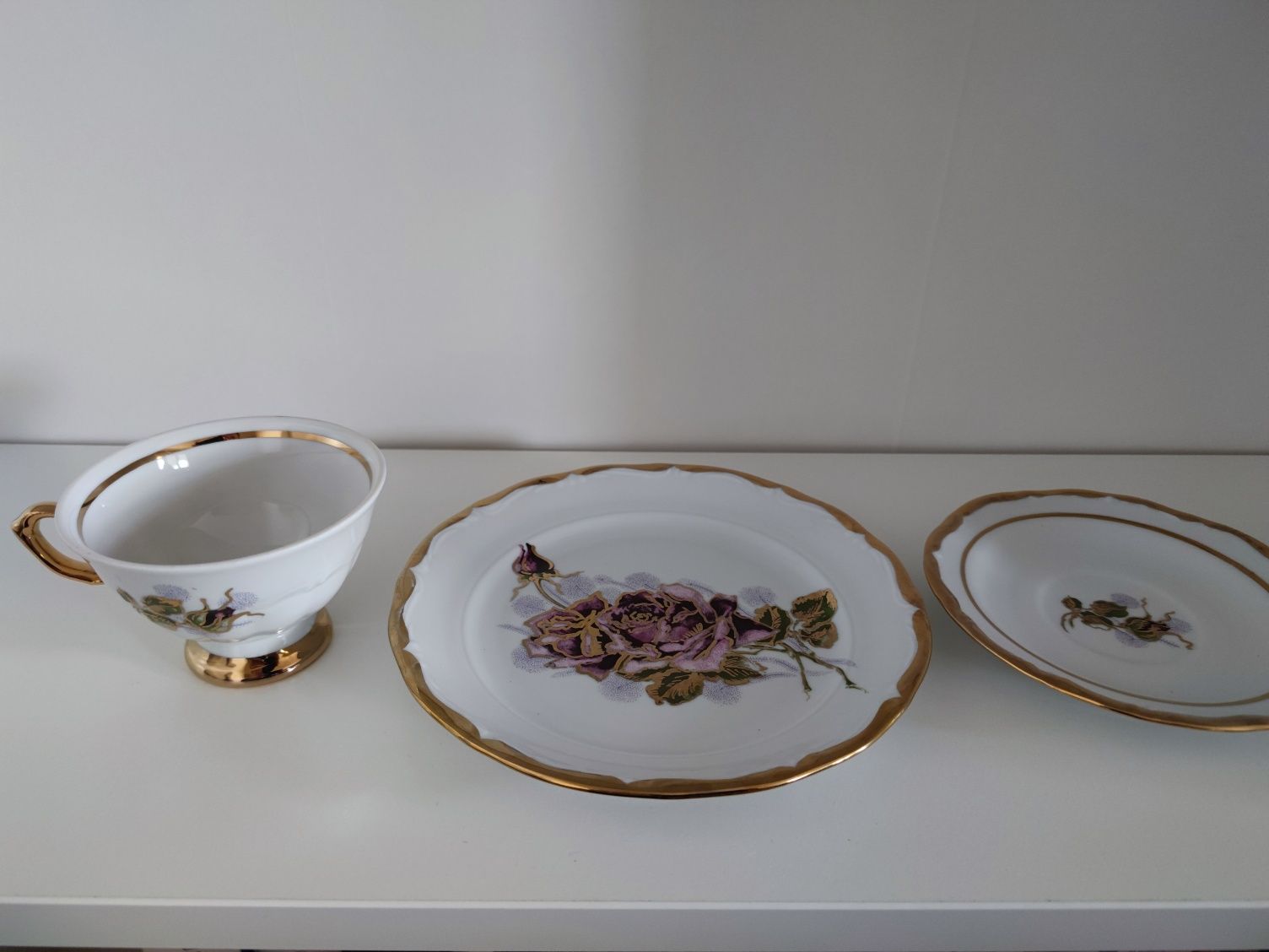 Antyk Zestaw śniadaniowy Bavaria Porcelana Filiżanka + Talerzyki