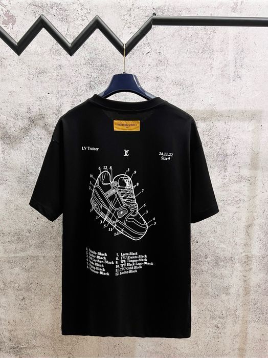 LOUIS VUITTON футболка черная мужская оверсайз оригинал с кедом унисек