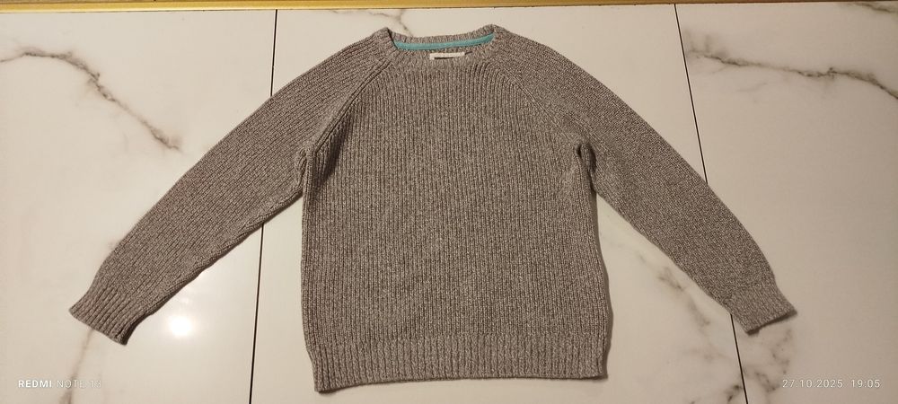 H&M sweter 100% bawełna szary 122 128