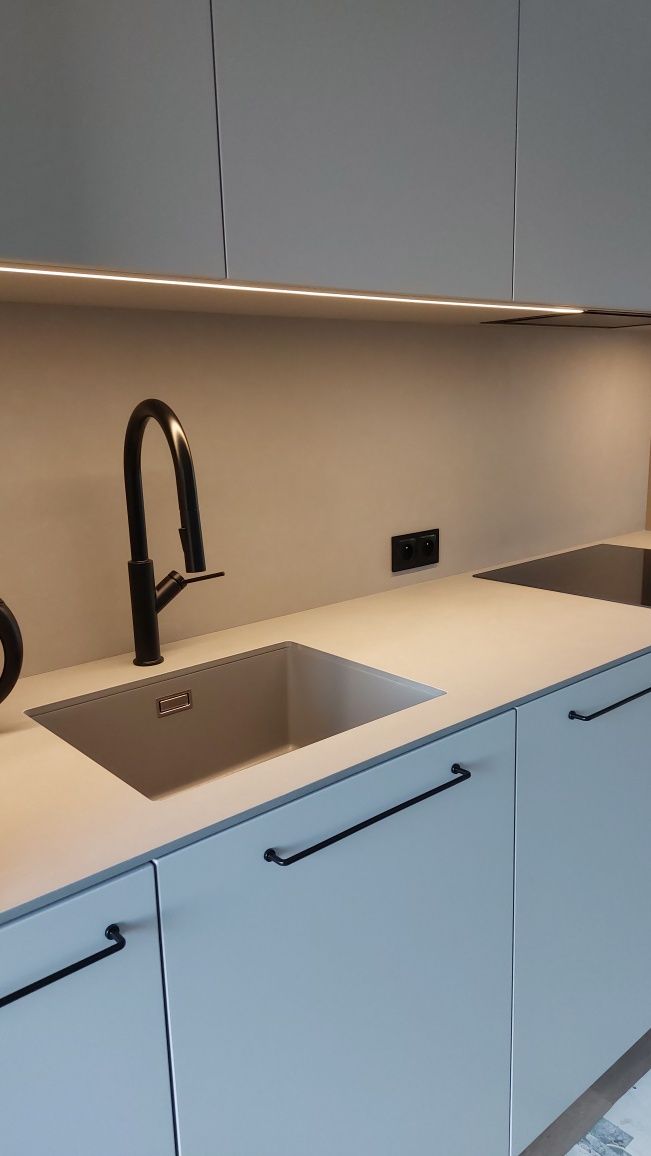 NOWY Forner duży 4.2mx1.31m blat kompaktowy hpl slim 12mm beton szary