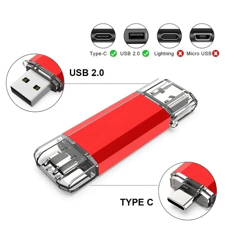 PenDrive OTG 2 em 1 USB Tipo C 128 Gb