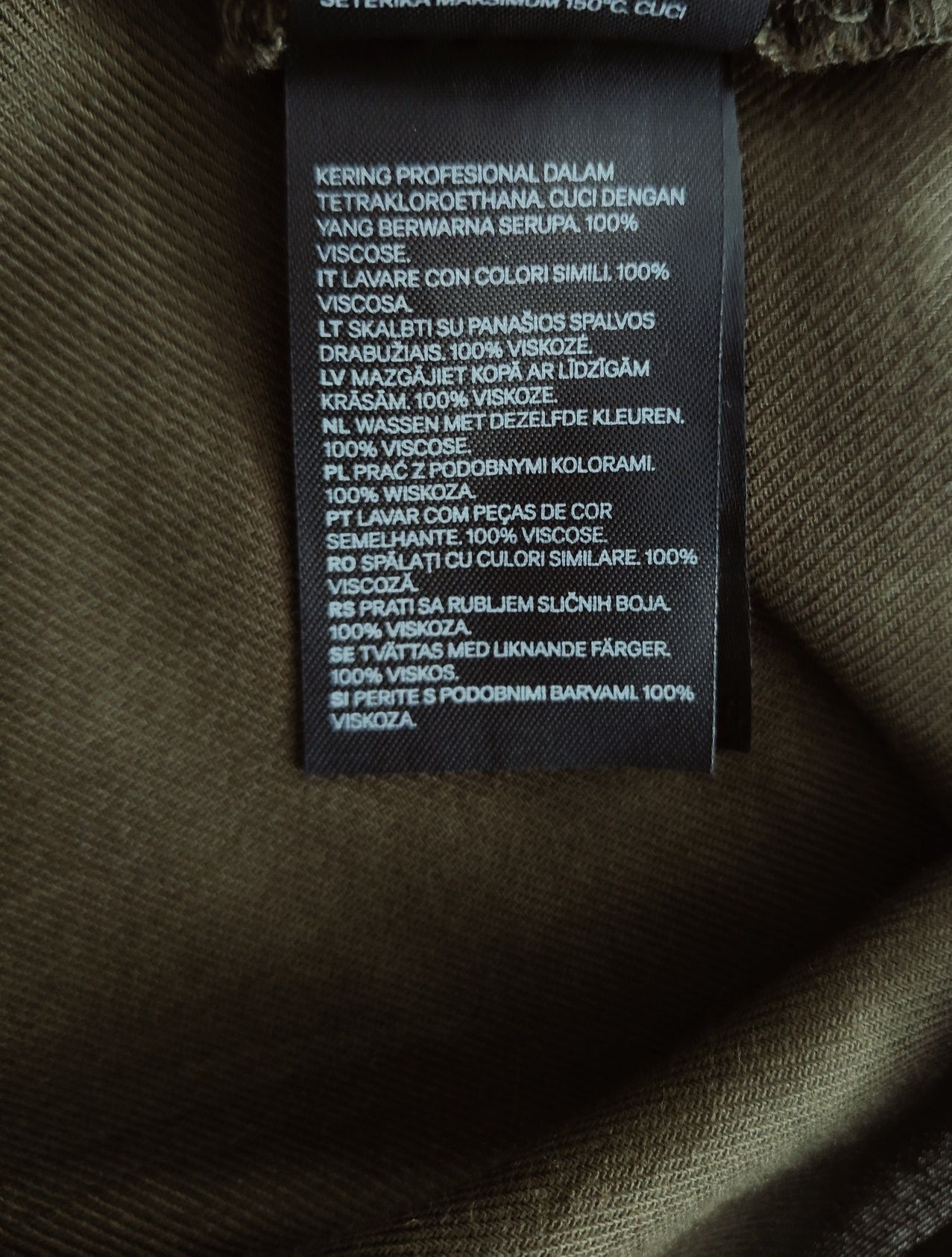 Sukienka H&M 36 S zielona khaki letnia na guziki wiskozowa