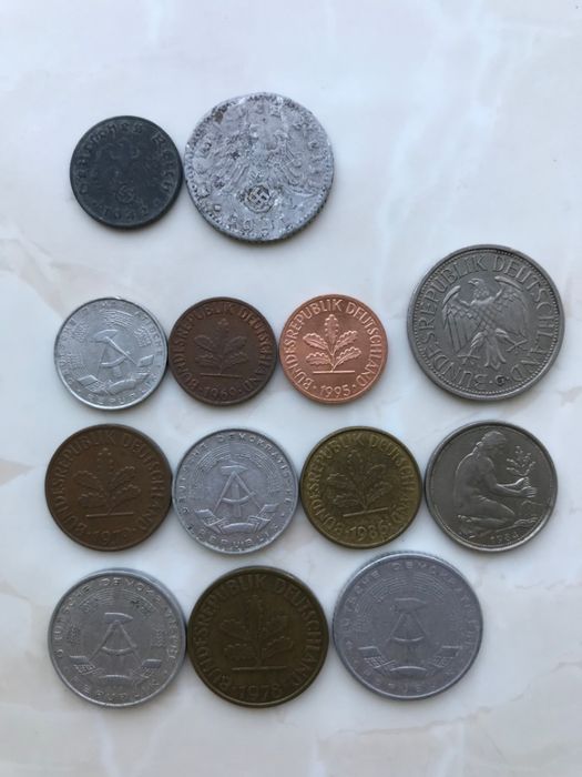 Монети Німеччина, Австрія, Швейцарія, Франція 1941 1, 2, 5, 10, 20, 50