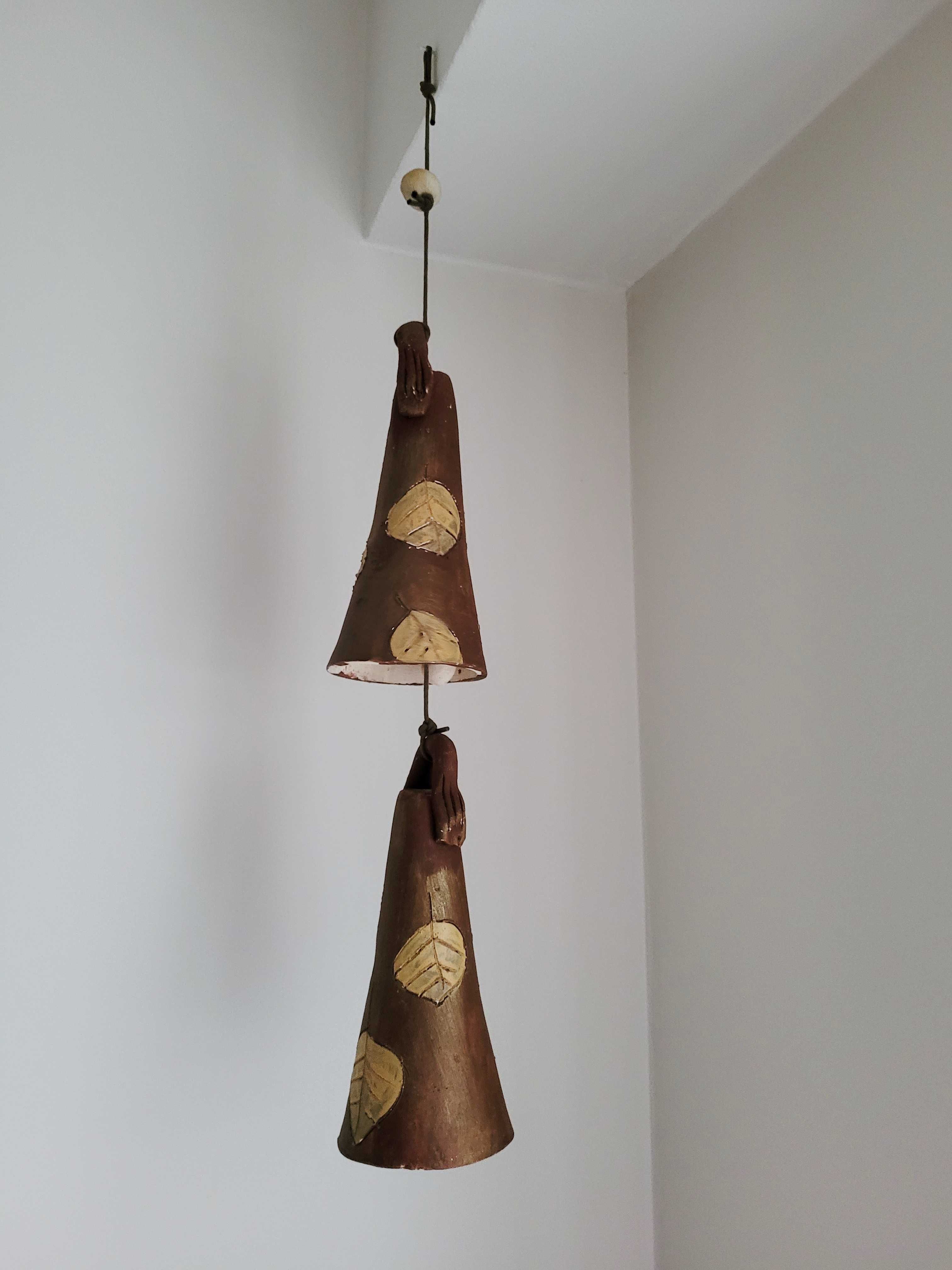 Dzwonki duże dzwony ceramiczne z motywem liści