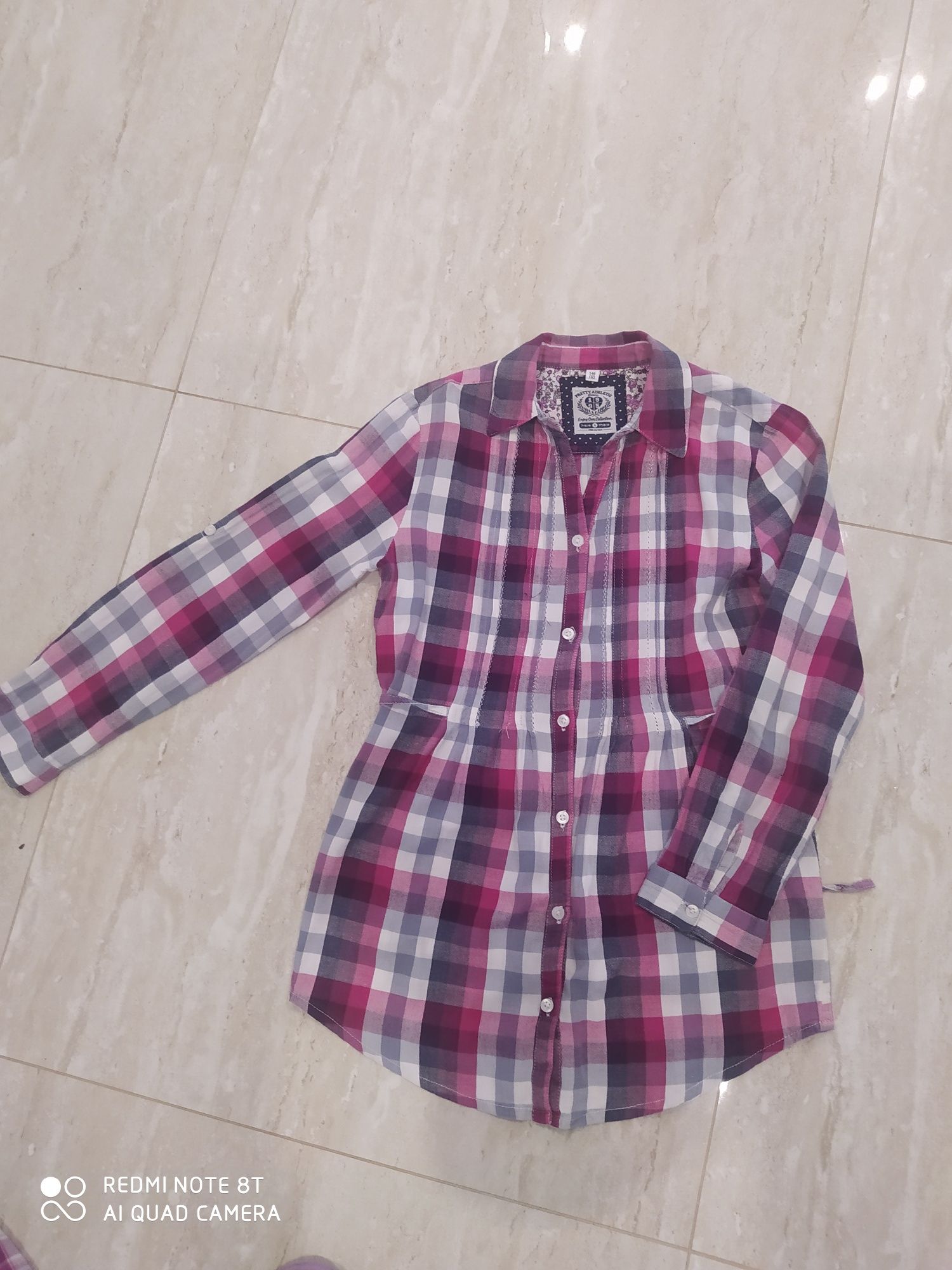 Bluzka, koszula w kratkę dziewczęca rozmiar 140-146