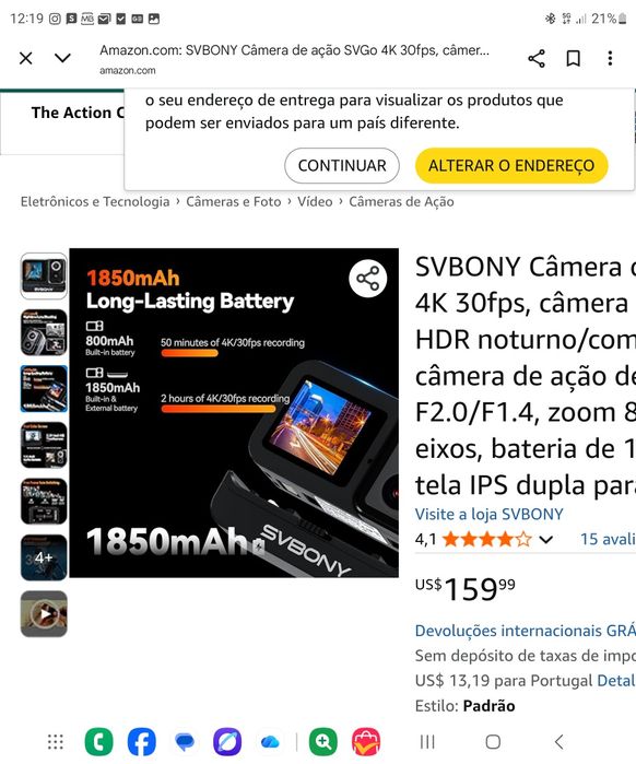 Camera de acção lente dupla