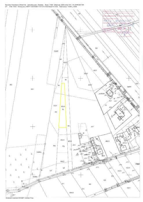 Sprzedam działkę  nr 405/5 1000 m2 Krusze gmina Klembów