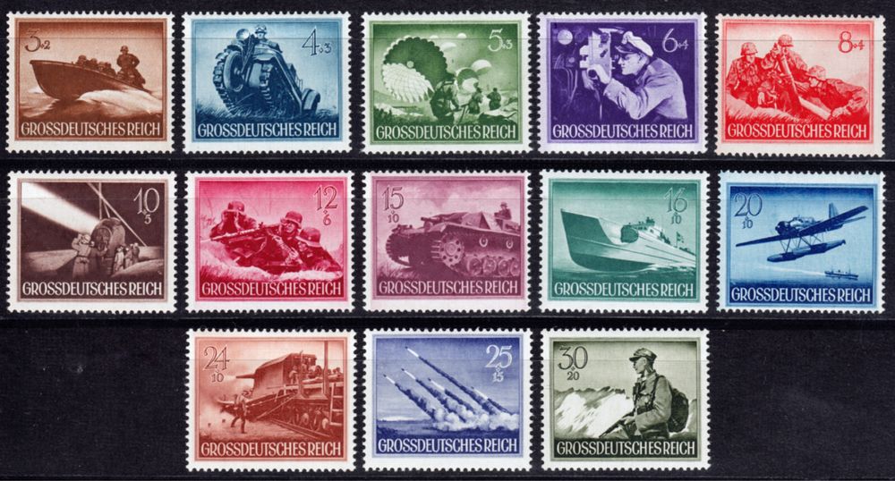 Третій Рейх. Поштові марки.Збройні сили Німеччини 1944.Повна серія MNH