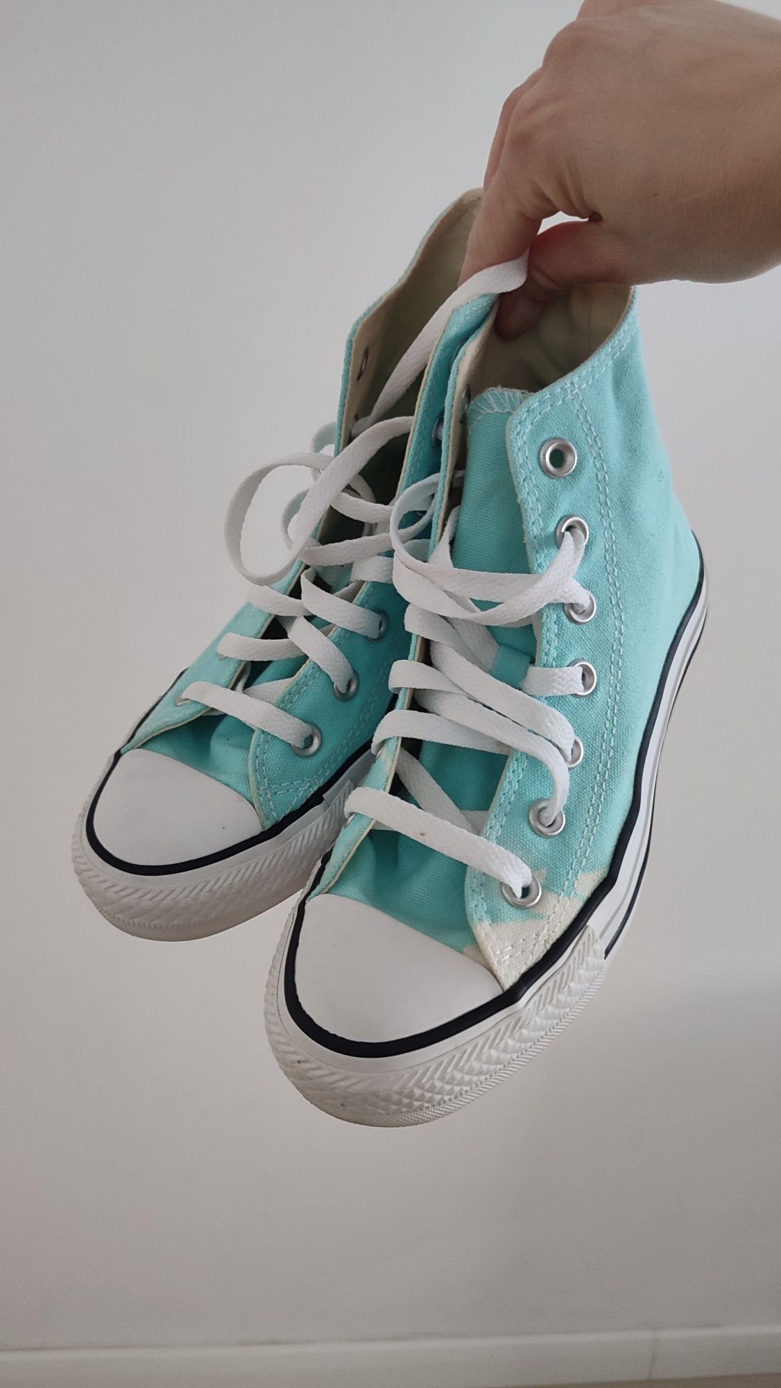Damskie buty trampki do kostki sznurowane Converse rozm 36,5 cm turkus