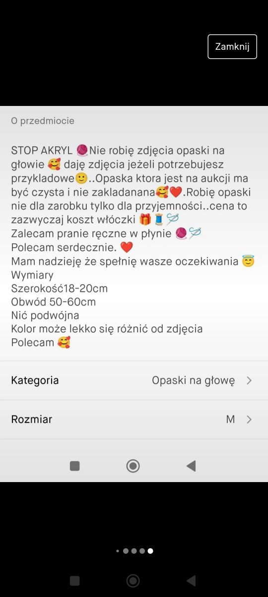 Opaska wełniana alpaka i jedwab