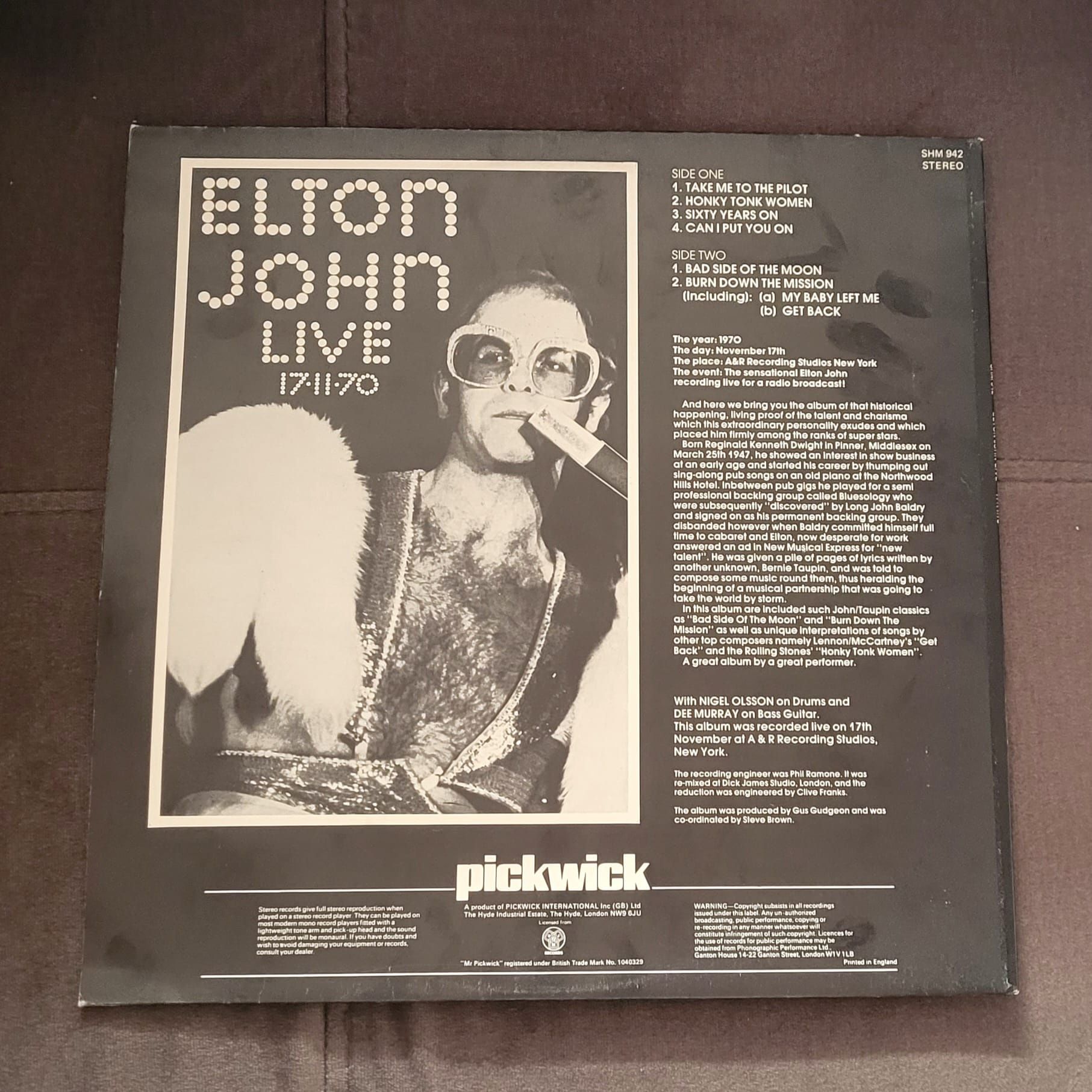 Wyjątkowy Winyl: Elton John Live 17.11.70 - Doskonały Stan!
