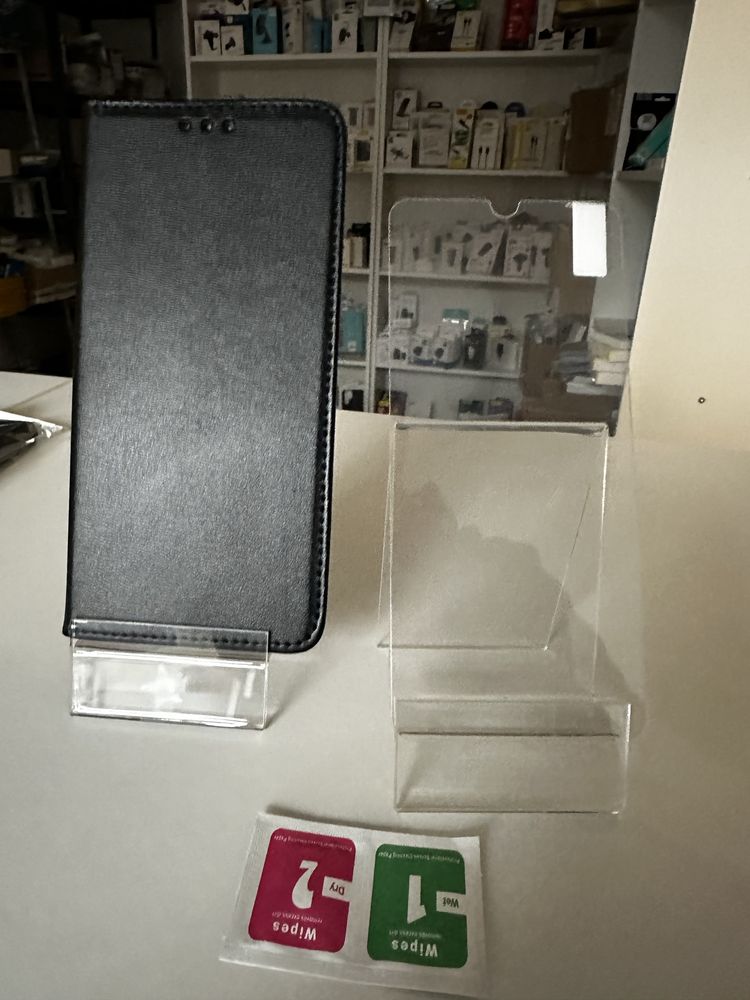 Szkło hartowane i etui zamykane czarne do SAMSUNG A50//A30s/A50s