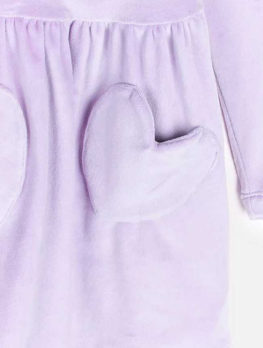 WYPRZEDAŻ Welurowa sukienka na długi rękaw ciepła fioletowa 110 5 lat