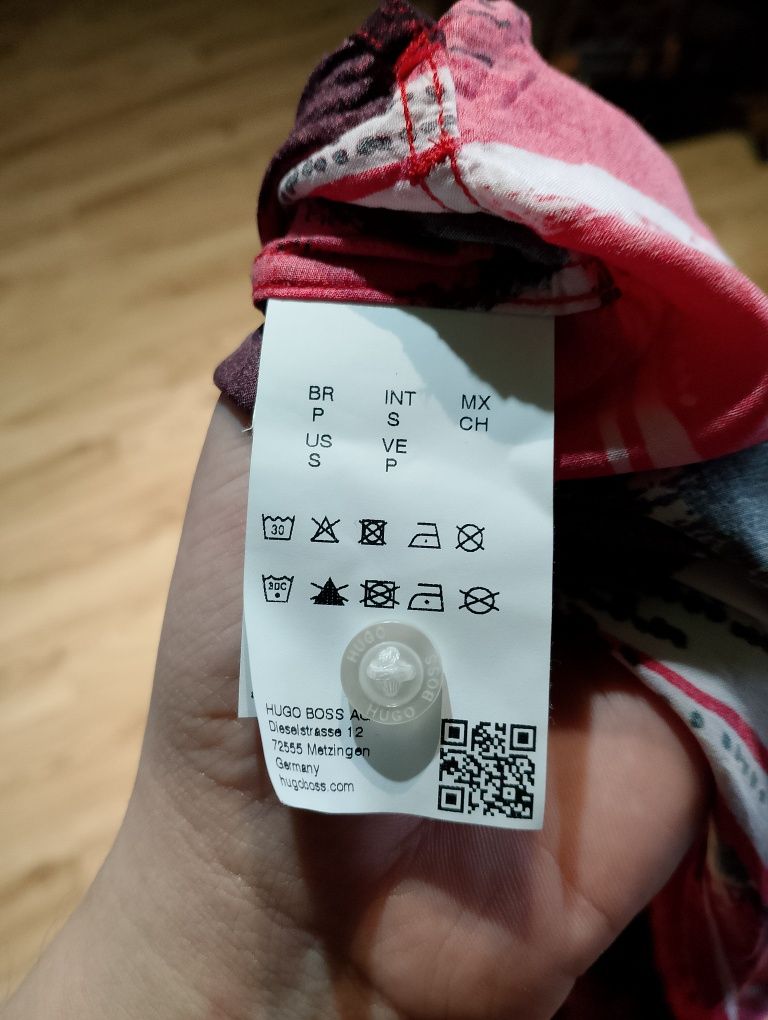 Czerwona Letnia Plażowa Hawajska Koszula HUGO Hugo Boss Straight Fit