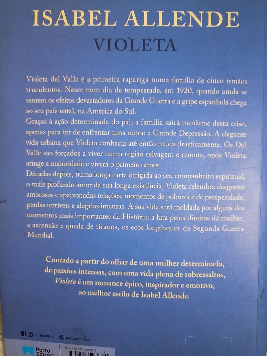 Livro recente de Isabel Allende - "VIOLETA"