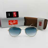 Солнцезащитные очки Ray Ban Aviator 3025 Gold-Blue Grade 58мм стекло