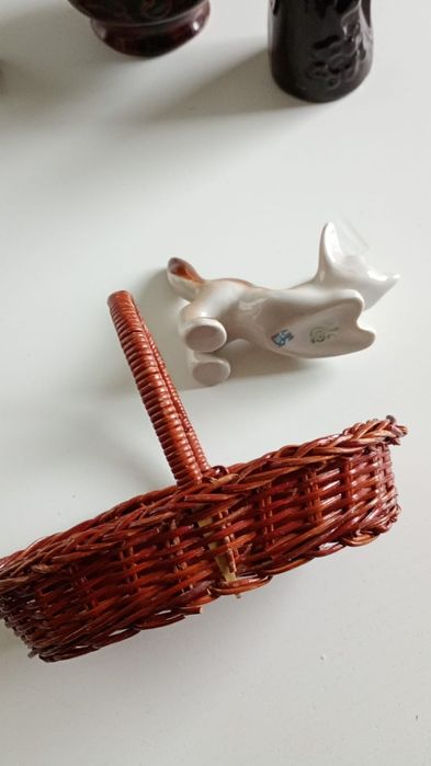 Mix bibeloty dzbanek kubek koszyk lisek ptaszek ceramika