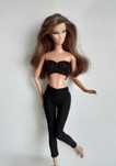ubranko dla lalki barbie - czarne legginsy + top