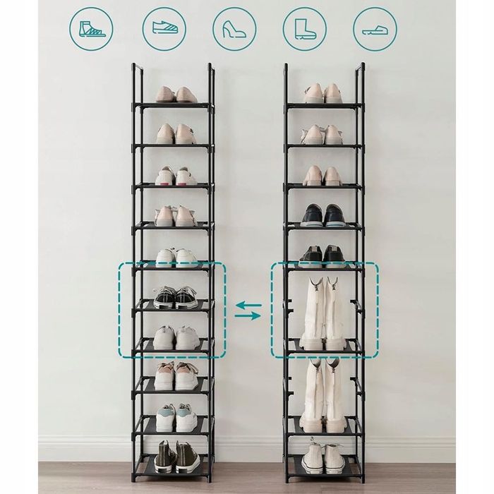 Modułowa szafka na buty WĄSKA WYSOKA stojak regał 173cm Czarna