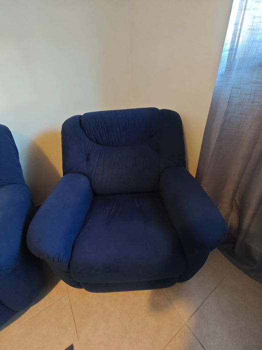 Conjunto de 2 sofás (2 lugares e 1 lugar) cor azul