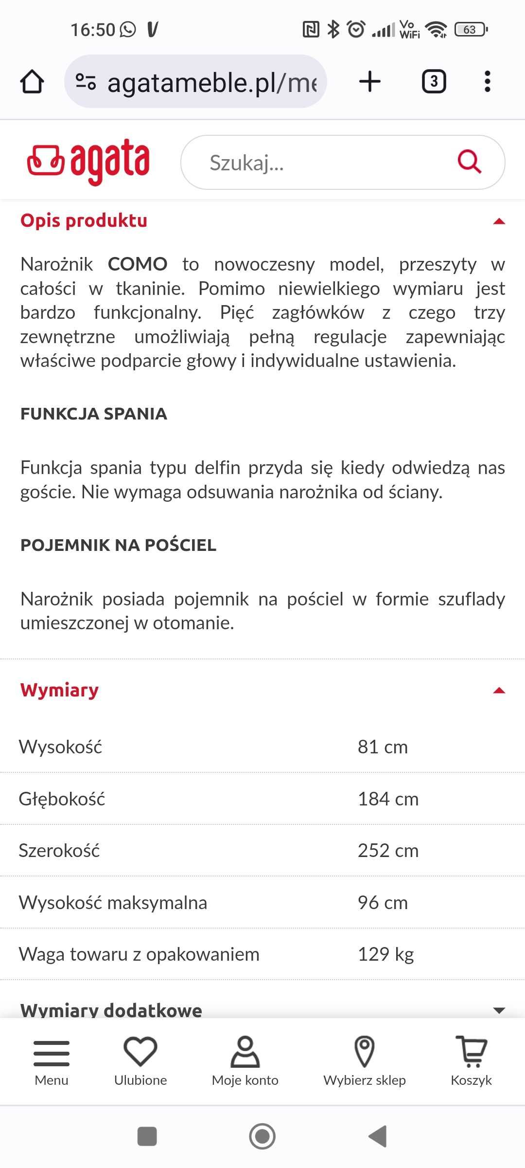 Narożnik COMO rozkładany