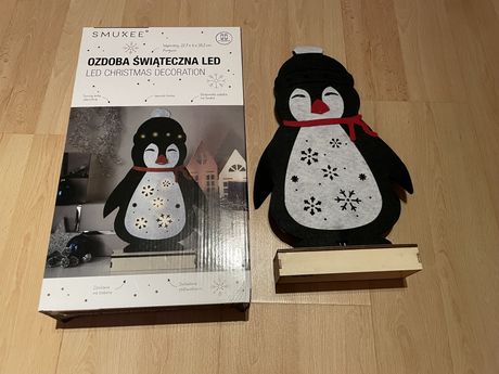 Ozdoba świąteczna led dekoracja Pingwin Nowa