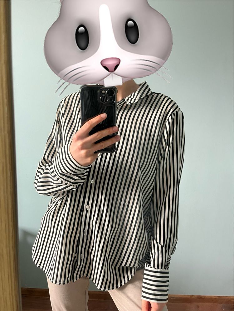 Koszula w paski elegancka oversize czarna biała