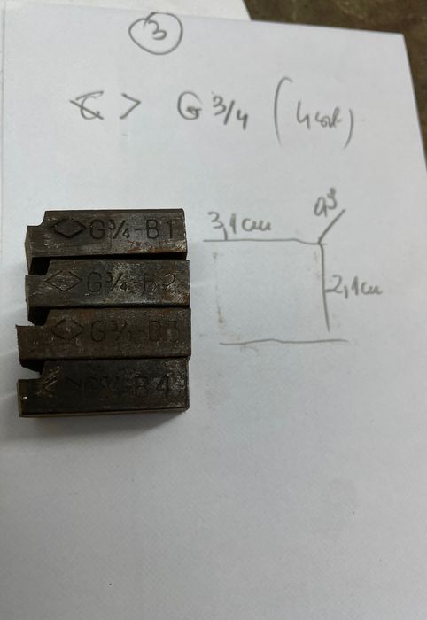 Noże narzynki małe do gwintownicy PROKOM G3/4 komplet 3