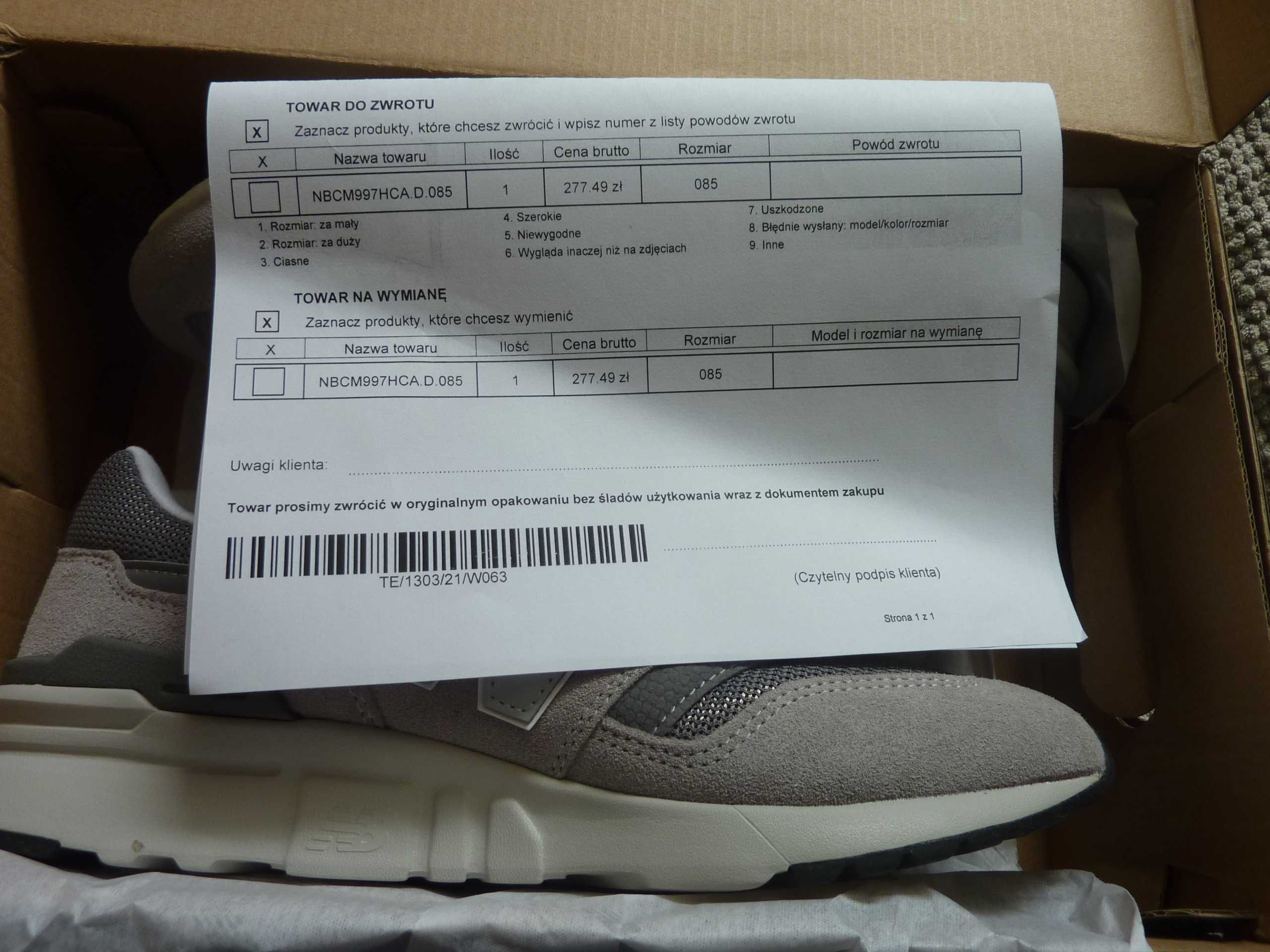 Sneakersy New Balance CM997HCA Szary