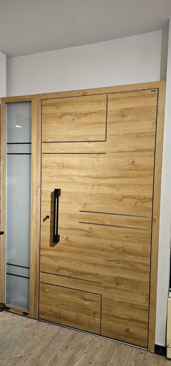 Drzwi wejściowe zewnętrzne aluminiowo-kompozytowe Wikęd od ręki