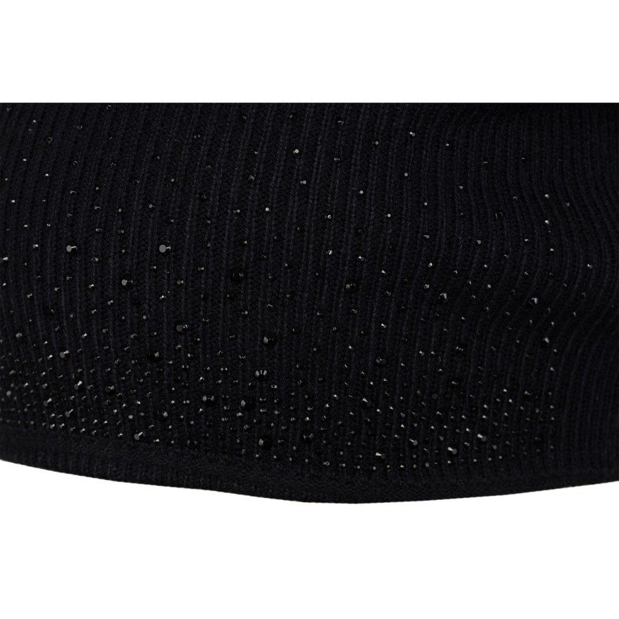 czarna czapka damska slouchy z dżetami - peterson