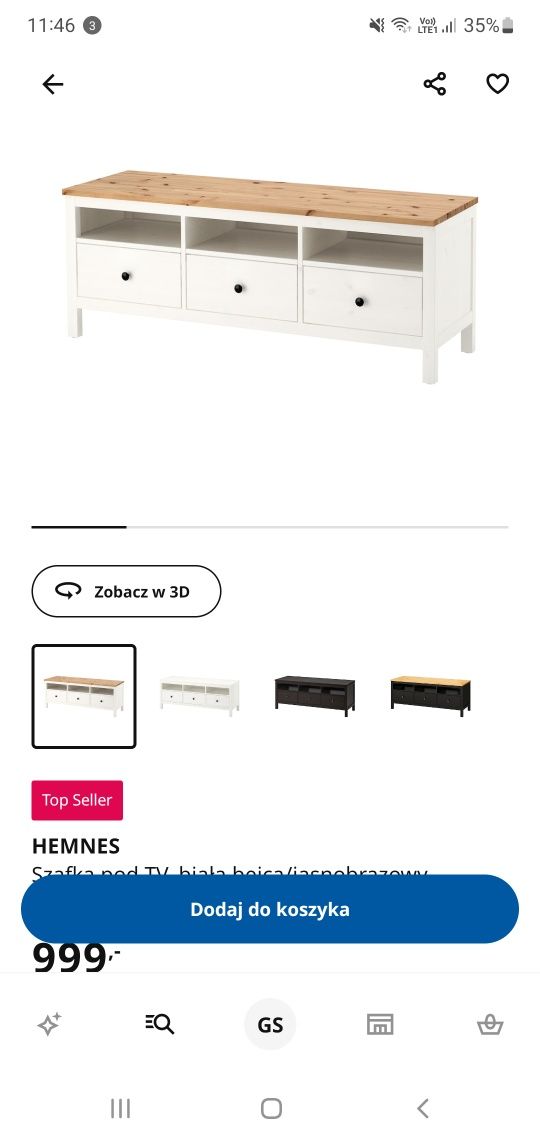 Szafka pod TV IKEA Hemnes