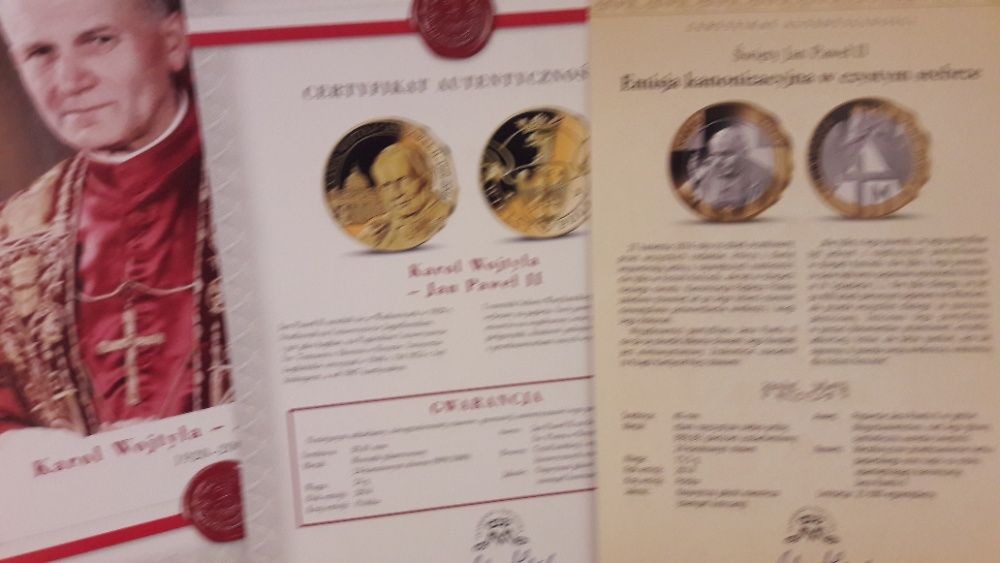 Medale, numizmaty, monety, kolekcja papieska , Skarbnica Narodowa, 999