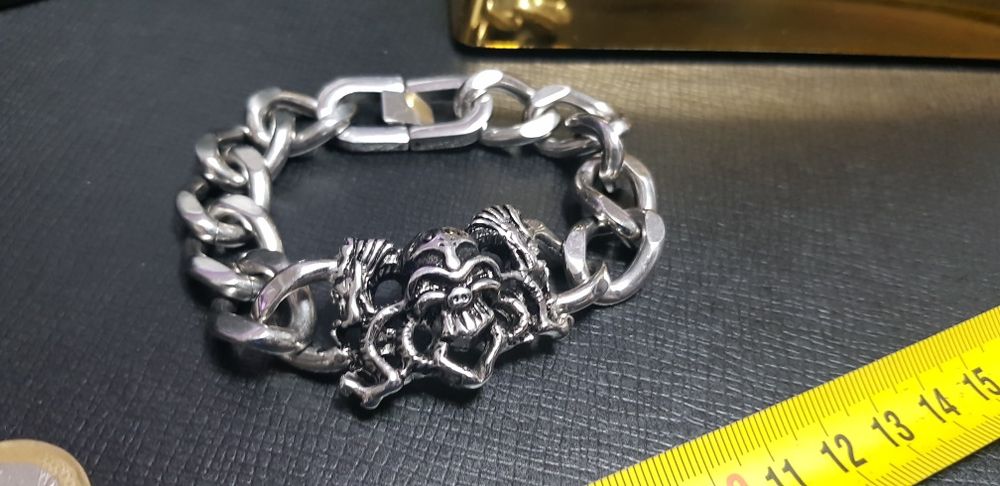 Pulseira caveira aço