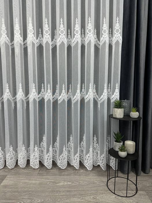 Тюль бамбук з вишивкою, гардины фіранки турецька, штори